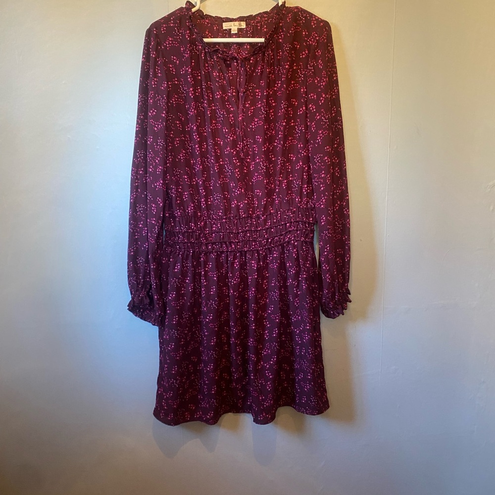 Nine Briton Smocked Waist Floral Bohemian Style Dress Size L